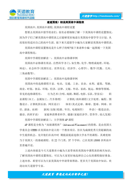速速围观!细说美国高中课程表