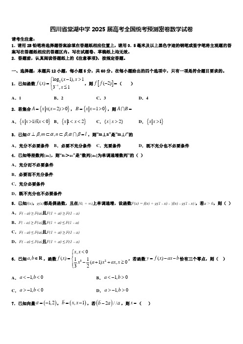 四川省棠湖中学2025届高考全国统考预测密卷数学试卷含解析