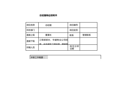 地产集团总经理岗位说明书(WORD3页)