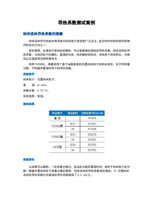 纳米流体导热系数测量
