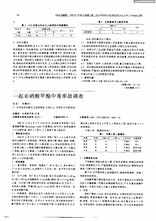 一起亚硝酸甲酯中毒事故调查