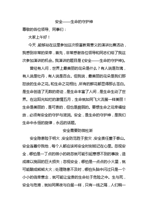 安全——生命的守护神