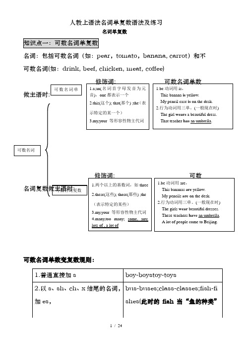 人教上语法名词单复数语法及练习