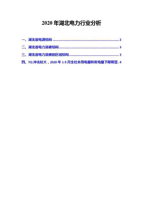 2020年湖北电力行业分析