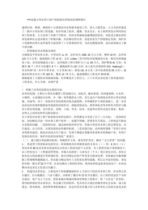 实施小型水利工程产权制度改革情况的调研报告