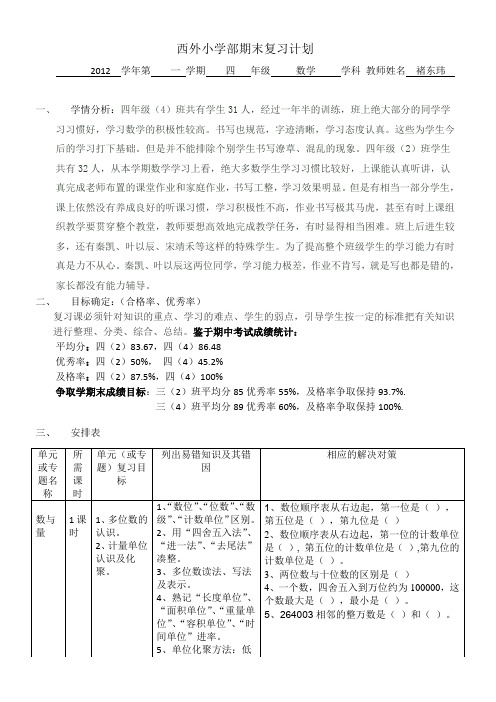 西外小学部期末复习计划2