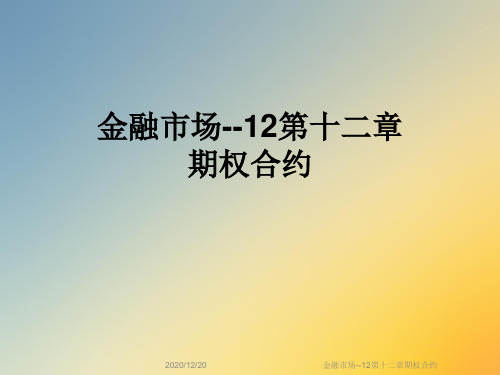 金融市场--12第十二章期权合约