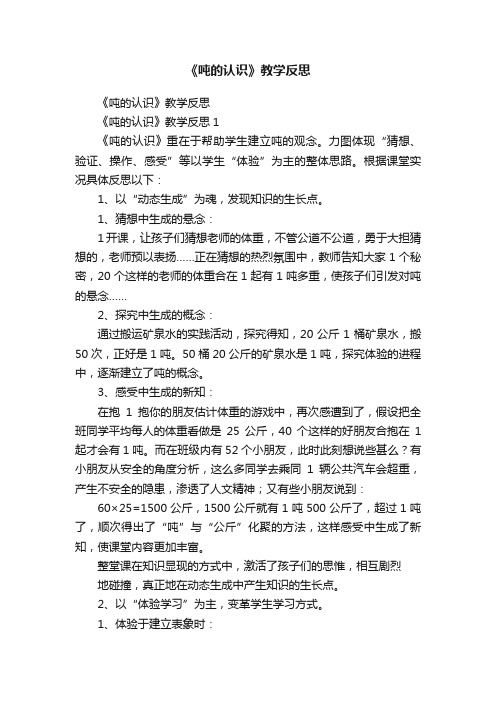 《吨的认识》教学反思