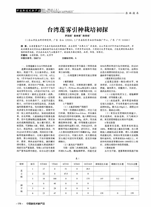 台湾莲雾引种栽培初探