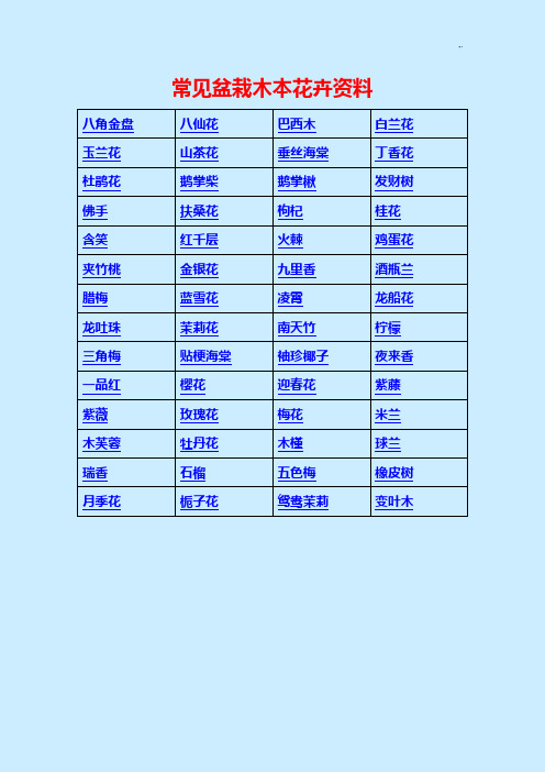 常见盆栽木本花卉资料(附图)