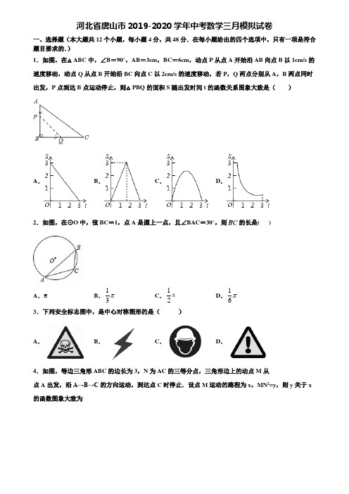 河北省唐山市2019-2020学年中考数学三月模拟试卷含解析