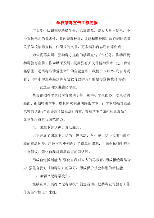 学校禁毒宣传工作简报
