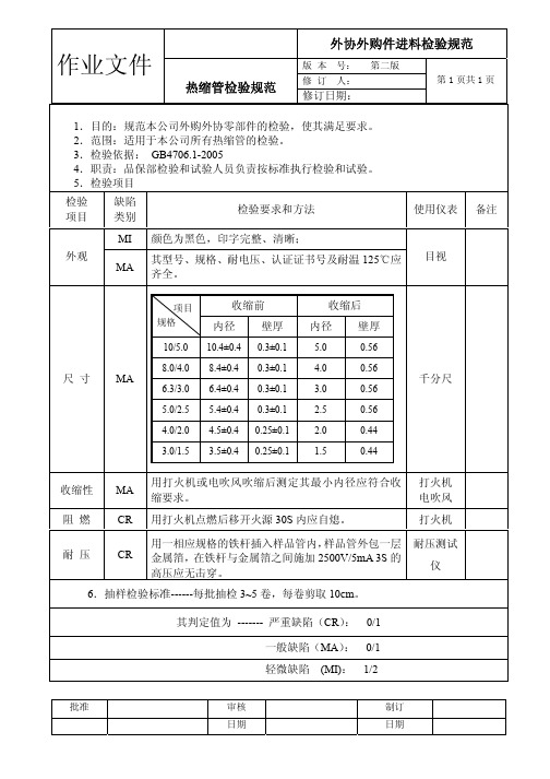 热缩管来料检验规范