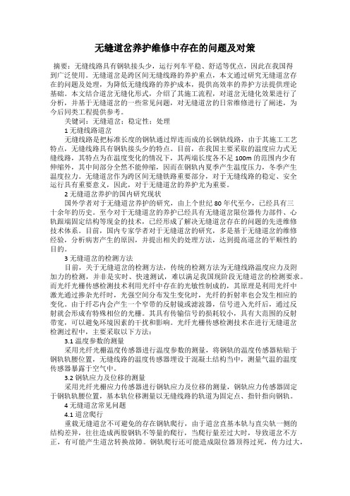 无缝道岔养护维修中存在的问题及对策