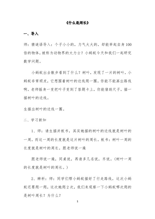 《什么是周长》教案 【完整版】