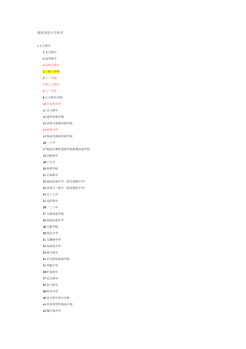 最新海淀中学排名