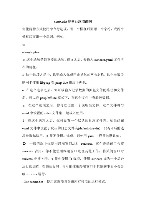 suricata命令行选项说明