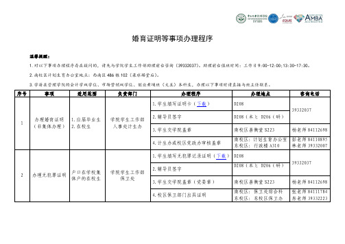 中山大婚育证明等事项办理程序-150423