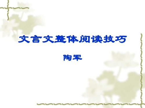 人教版高三语文一轮复习课件：专题 文言文整体阅读技巧 (共23张PPT)