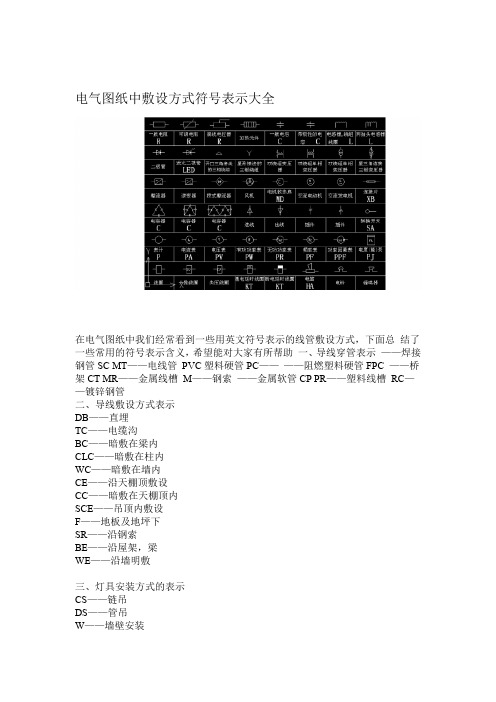 电气图纸中敷设方式符号表示大全