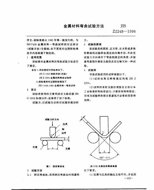 JISZ 2248-1996 金属材料弯曲试样方法