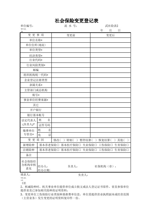 社会保险变更登记表