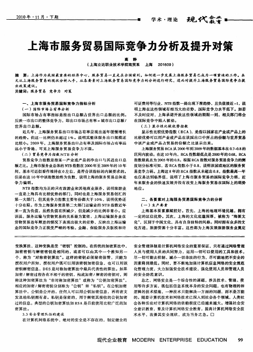 上海市服务贸易国际竞争力分析及提升对策