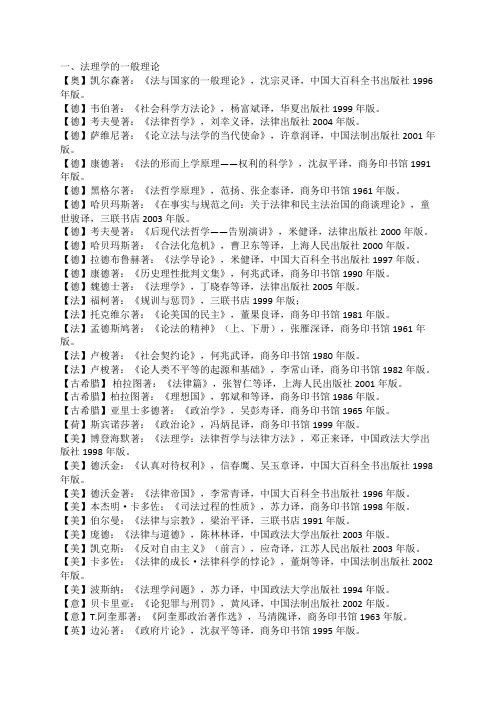 法理学推荐阅读书目整理版