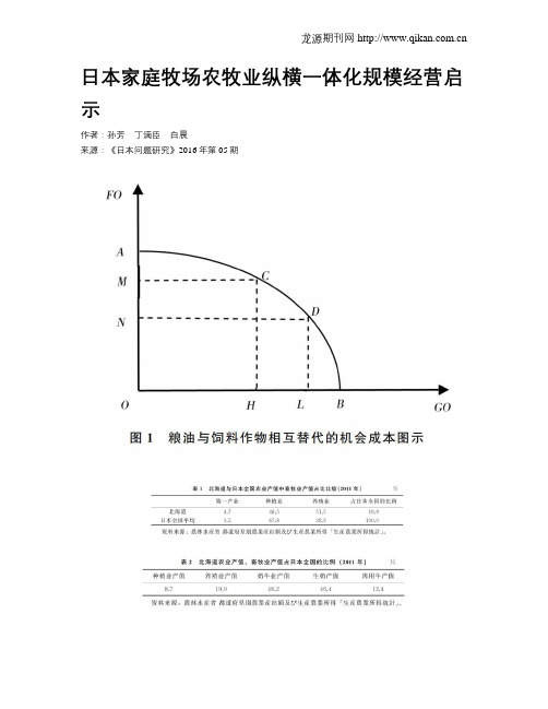 日本家庭牧场农牧业纵横一体化规模经营启示