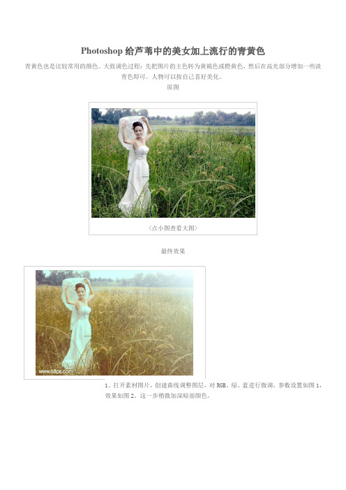 PS给芦荟中的美女加上流行的青黄色