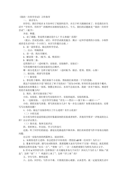 我的一次科学尝试作文指导