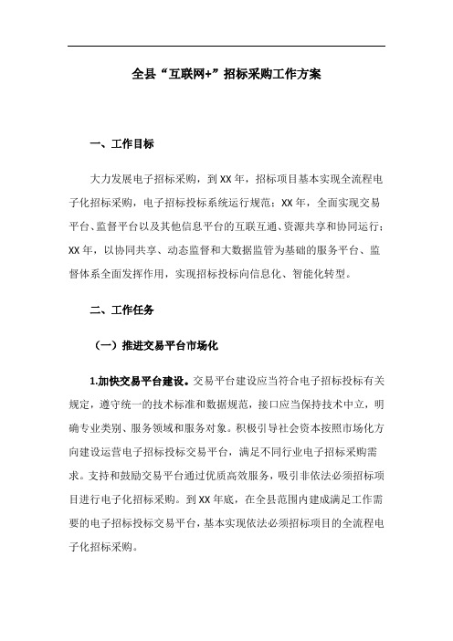 全县“互联网+”招标采购工作方案