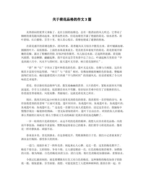 关于荷花品格的作文3篇