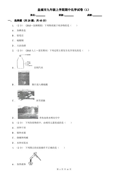 盐城市九年级上学期期中化学试卷(1)
