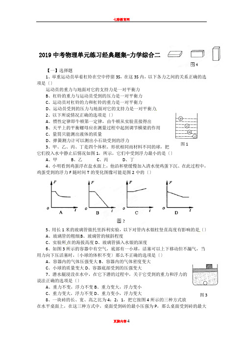 2019中考物理单元练习经典题集-力学综合二