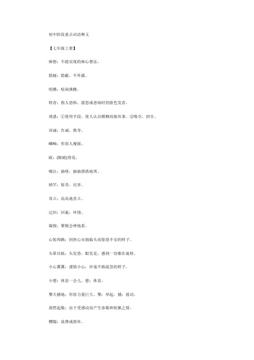 初中阶段重点词语释义