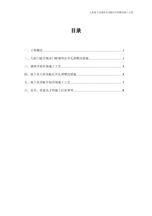 人防地下室墙体后开洞整改施工方案(防办最新)