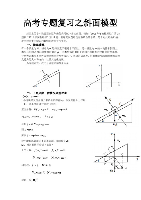 高考数学专题复习之斜面模型