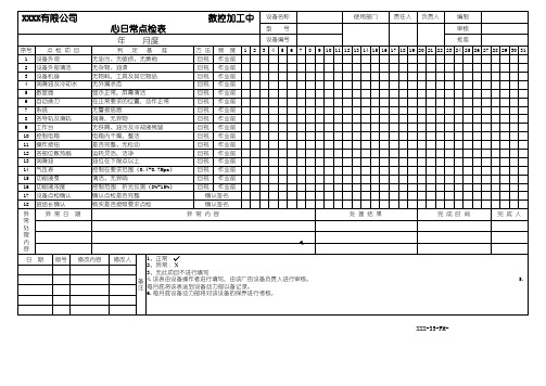 数控加工中心日常点检表