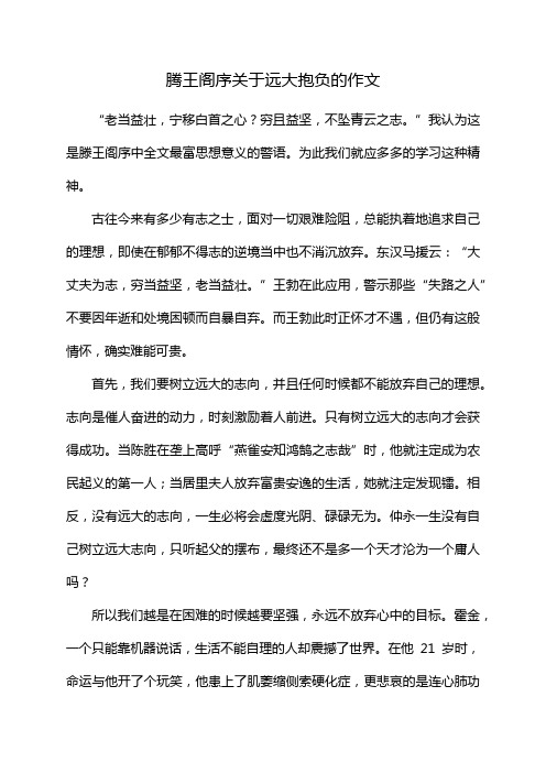 腾王阁序关于远大抱负的作文