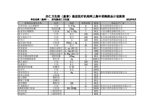 杰仁卫生院基本药物计划报表