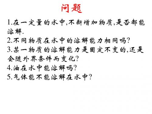 七年级科学物质的溶解性4(2018-2019)