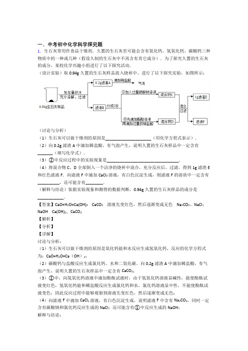 中考化学综合题专题复习【探究题】专题解析及详细答案