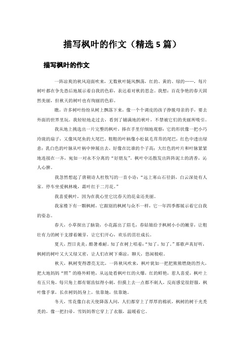 描写枫叶的作文(精选5篇)