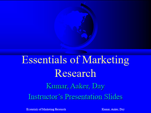 Marketing Research  Dr V Kumar市场营销的研究 V库马尔博士