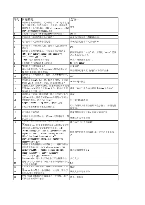 2011 AutoCAD工程师-样题