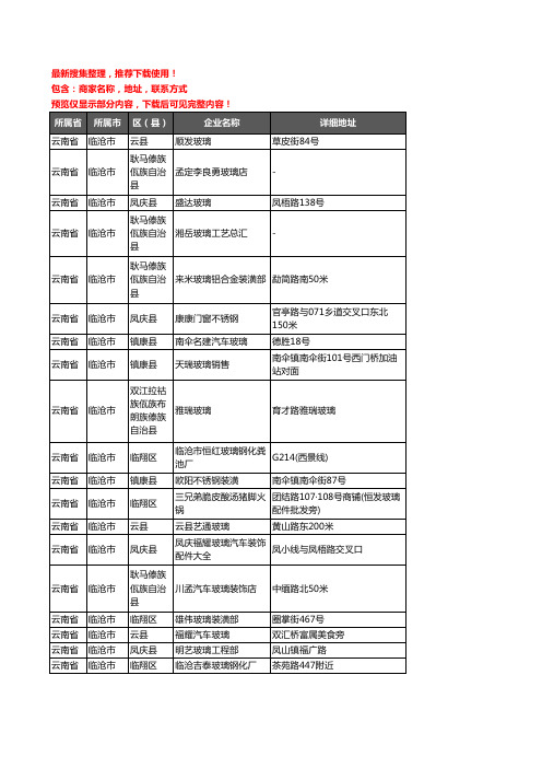 新版云南省临沧市玻璃店企业公司商家户名录单联系方式地址大全49家