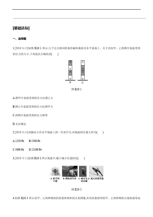 初中物理课时训练10 压强