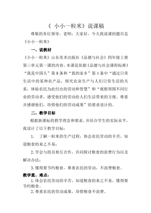 9.小小一粒米说课稿