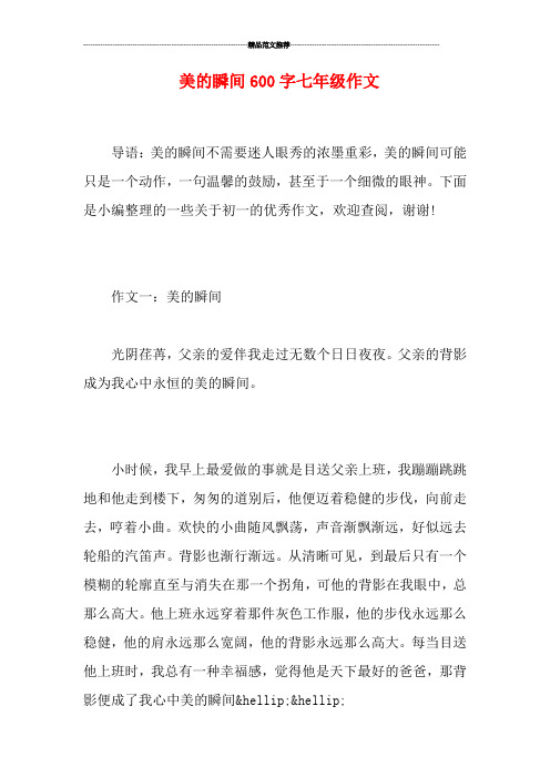 美的瞬间600字七年级作文